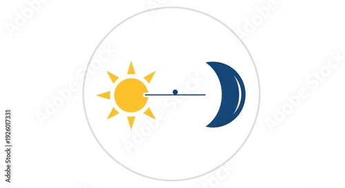 Solar Eclipse Illustration with Sun and Moon.