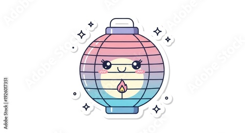 Colorful Cartoon Lantern Character Illustration.
