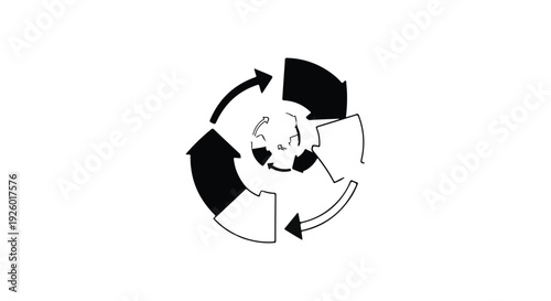 Recycle arrows forming a circular pattern illustrate sustainable waste management and environmental conservation efforts.
