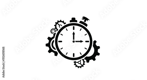 Clockwork Mechanism Icon Illustrating Precision, Speed, and Strategic Planning for Business Efficiency and Workflow Optimization