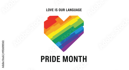 Pride Month heart icon with rainbow colors