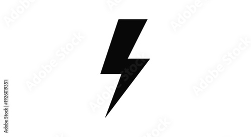 A simple black lightning bolt icon, representing energy, power, and speed on a white background