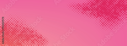 Pink orange polka dots gradient halftone background. Pop art cartoon dot texture with comic graphic design, Horizontal abstract pattern wall for cover digital technology.Art