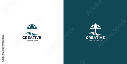 Beach logo design vector template