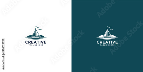Beach logo design vector template