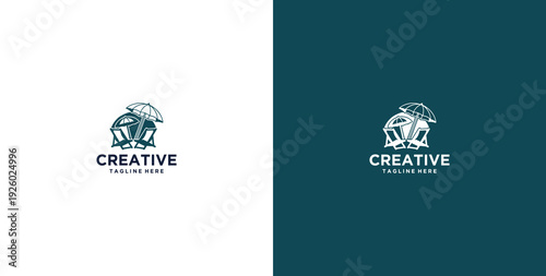 Beach logo design vector template