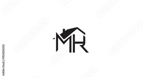 Minimalist logo design featuring the letters MR with a house icon, representing real estate.