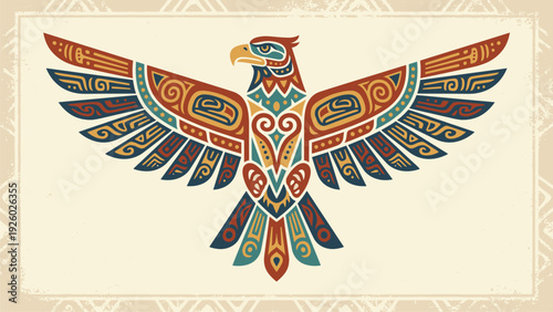 Indigenous Eagle Art Design - Tribal Pattern Vector Graphic for Commercial Use