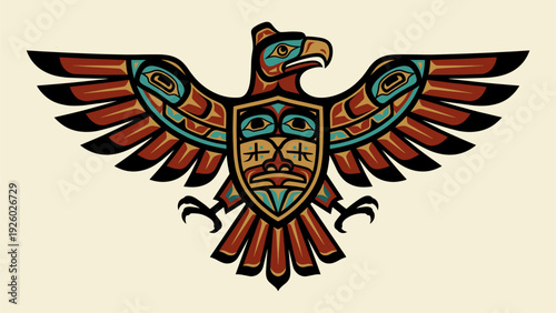 Indigenous Eagle Art - Native American Totem Symbol Vector Graphic for Sale