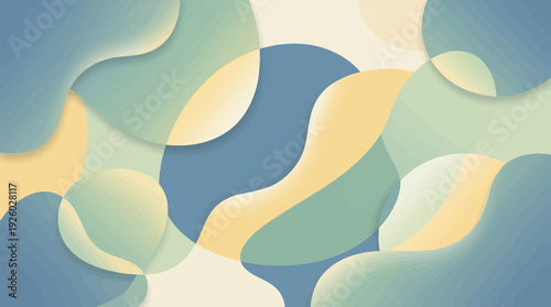 Vibrant abstract shapes in soothing blue, green, and yellow hues