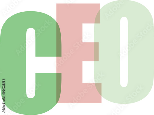 Transparent Green and Red CEO Text Overlap Illustration