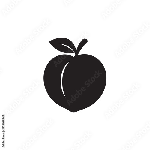 Peach food fruit icon silhouette vector design art illustration