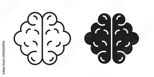 Brain icon, line symbols on white background. EPS10