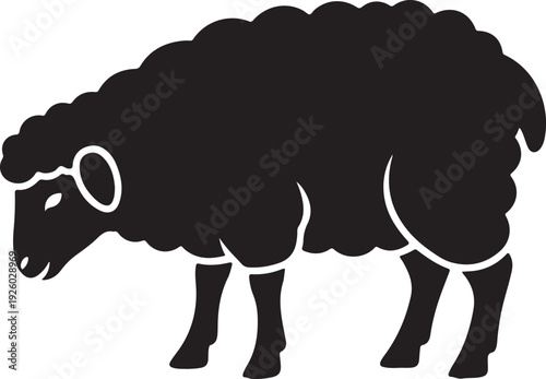 Silhouette of cute sheep vector icon flat illustration design on white background

