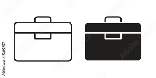 Briefcase icon, line symbols on white background. EPS10