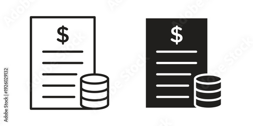Budget icon, line symbols on white background. EPS10