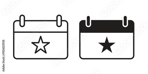 Calendar with event icon, line symbols on white background. EPS10