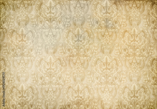 Canvas Print Old wallpaper with baroque style ornament.