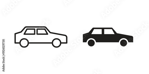 Car icon, line symbols on white background. EPS10