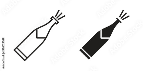 Champagne bottle icon, line symbols on white background. EPS10