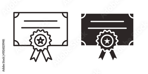 Certificate icon, line symbols on white background. EPS10