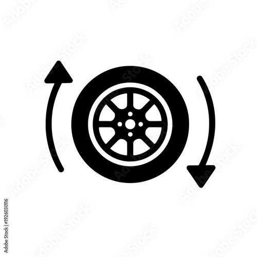 Wheel Tire Rotation Direction Icon for Auto Service and Maintenance