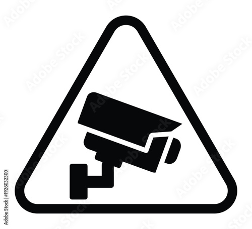 Warning Sign with Security Camera Symbol for Surveillance Awareness