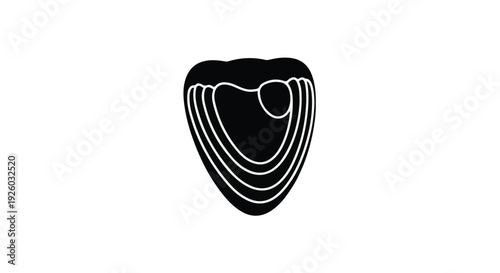Minimalist black silhouette icon representing a stylized human molar, perfect for dental hygiene branding, medical logos, and educational graphic designs related to oral health and anatomy