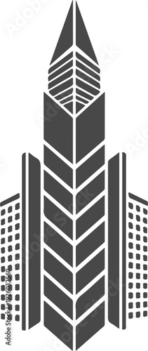 Modern skyscraper architecture vector illustration of contemporary city building tower with geometric glass facade and urban skyline elements for corporate property