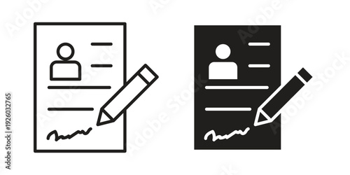 Contract icon, line symbols on white background. EPS10
