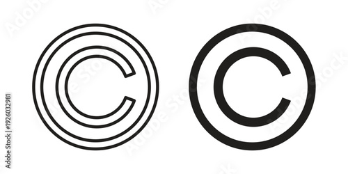 Copyright icon, line symbols on white background. EPS10