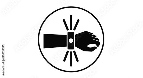 Wristband with radiating lines, representing signal transmission or communication, within a circular border