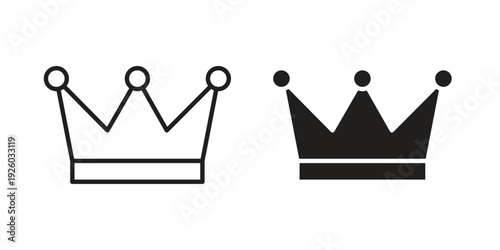 Crown icon, line symbols on white background. EPS10