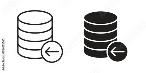 Data backup icon, line symbols on white background. EPS10