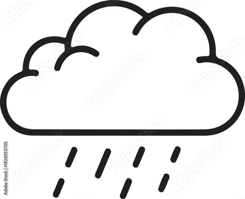 Rain Cloud Icon with Falling Drops Weather Symbol Meteorology Isolated on white background