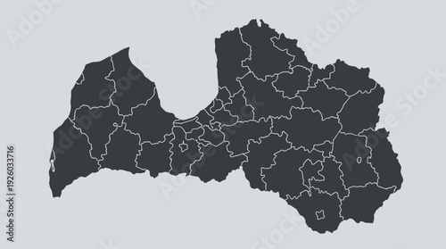 Latvia Map with Administrative Divisions: Vector Outline for Geographic and Political Concepts in Europe