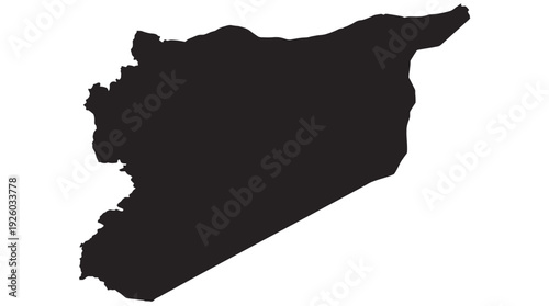 Syria Map Silhouette - Black Country Outline on White Background, Geographic Vector Illustration for Design and Education
