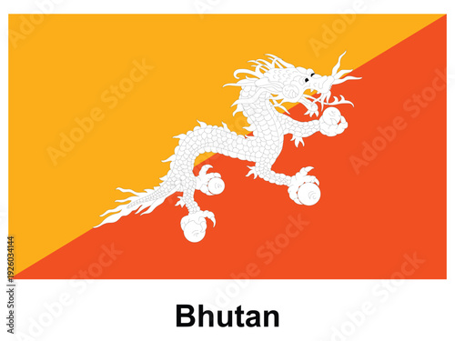 Vibrant Bhutan Flag with Iconic Dragon Symbolizing National Identity and Pride
