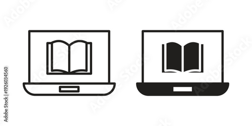 E-learning icon, line symbols on white background. EPS10