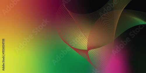 YellowGreen Glowing magenta, black, and YellowGreengradient waves flowing across a dark grainy background with soft luminous highlights, ideal for modern header, banner, and poster designs.