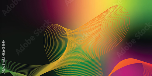 YellowGreen Glowing magenta, black, and YellowGreengradient waves flowing across a dark grainy background with soft luminous highlights, ideal for modern header, banner, and poster designs.