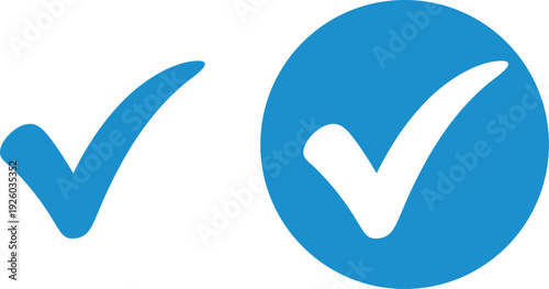 Professional Blue Checkmark Vector Graphics, Minimalist Success and Confirmation Symbols, Blue Verification Checkmark and Badge Set, vector, illustration.
