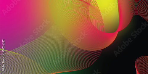 YellowGreen Glowing magenta, black, and YellowGreen gradient waves flowing across a dark grainy background with soft luminous highlights, ideal for modern header, banner, and poster designs.