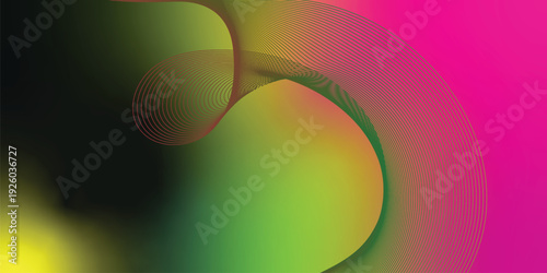 YellowGreen Glowing magenta, black, and YellowGreen gradient waves flowing across a dark grainy background with soft luminous highlights, ideal for modern header, banner, and poster designs.
