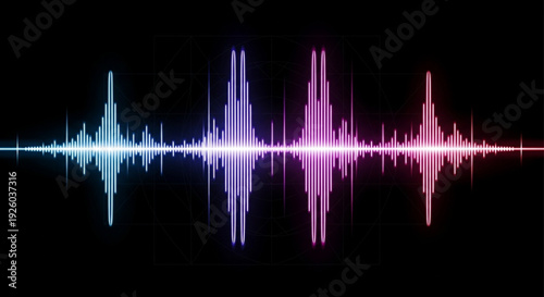 Vibrant sound wave graphic with multicolor pulse on black background symbolizing music technology and digital audio
