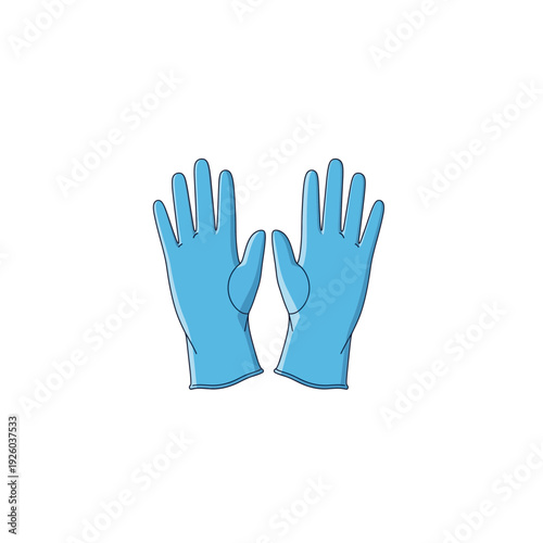 A pair of blue rubber gloves on a white background