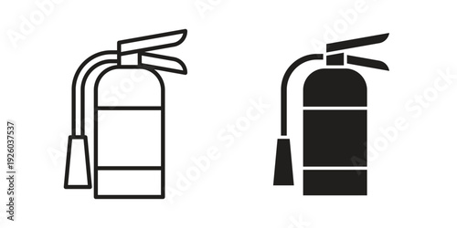 Fire extinguisher icon, line symbols on white background. EPS10