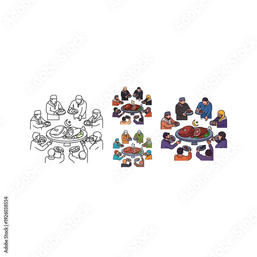 A blurry image of people sitting around a table