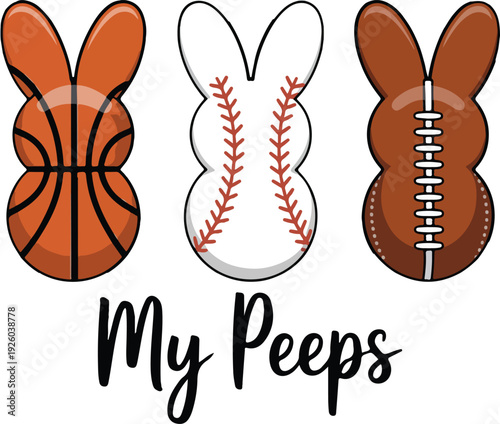 My Peeps Funny Easter Sports Bunny Design
