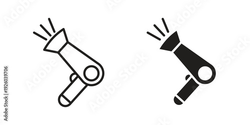 Hair dryer icon, line symbols on white background. EPS10